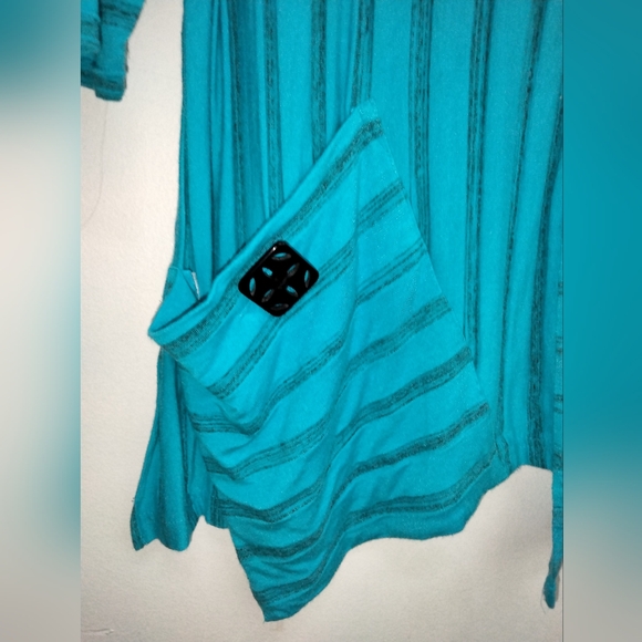 Ali Miles (Size M) Multicolored Scoop Neck LS Hem Slip Pocket Stretch Tunic Top - Picture 4 of 7